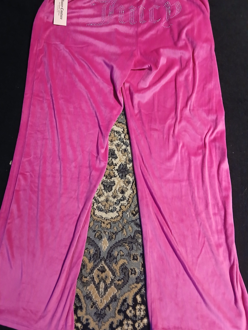 Juicy Couture Hot Pink Velour Lounge Pants with Rhinestone Logo